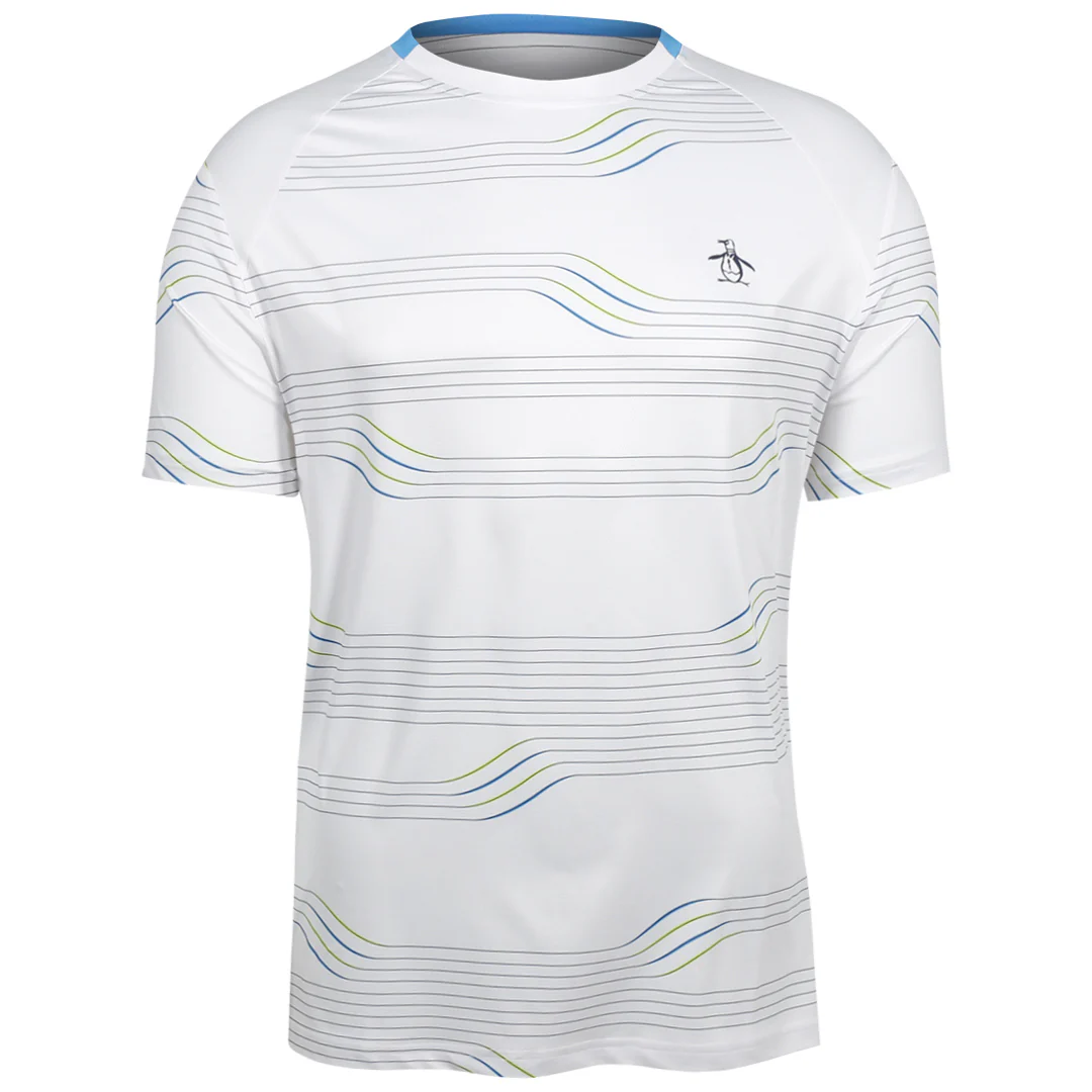 Penguin Men's Linear Block Crew Tee - Bright White