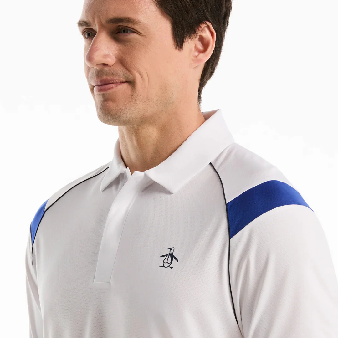 Penguin Men's Raglan Stripe Polo - Bright White - Image 5