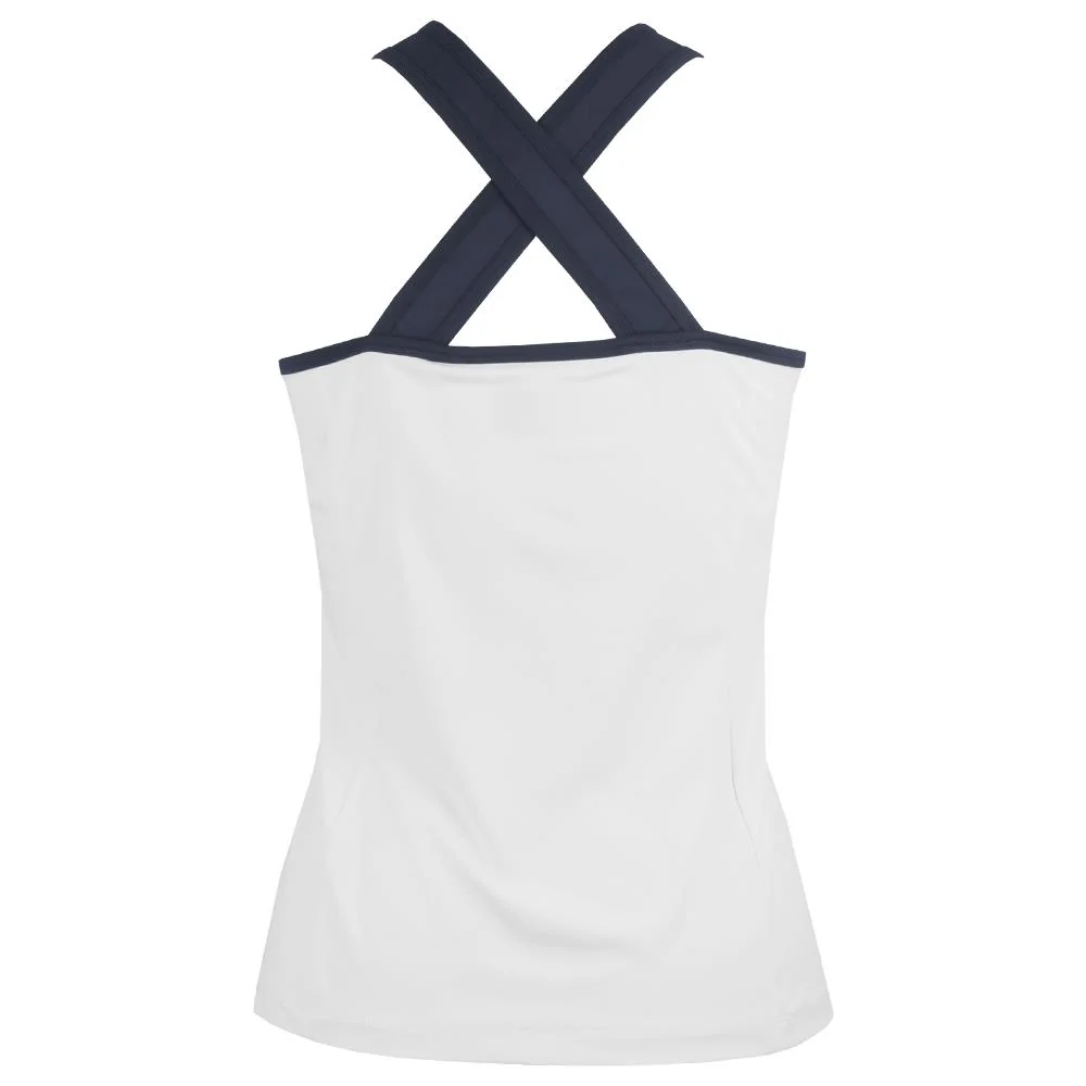 Penguin Women's Color Block Zip Tank - Bright White/Navy - Image 2