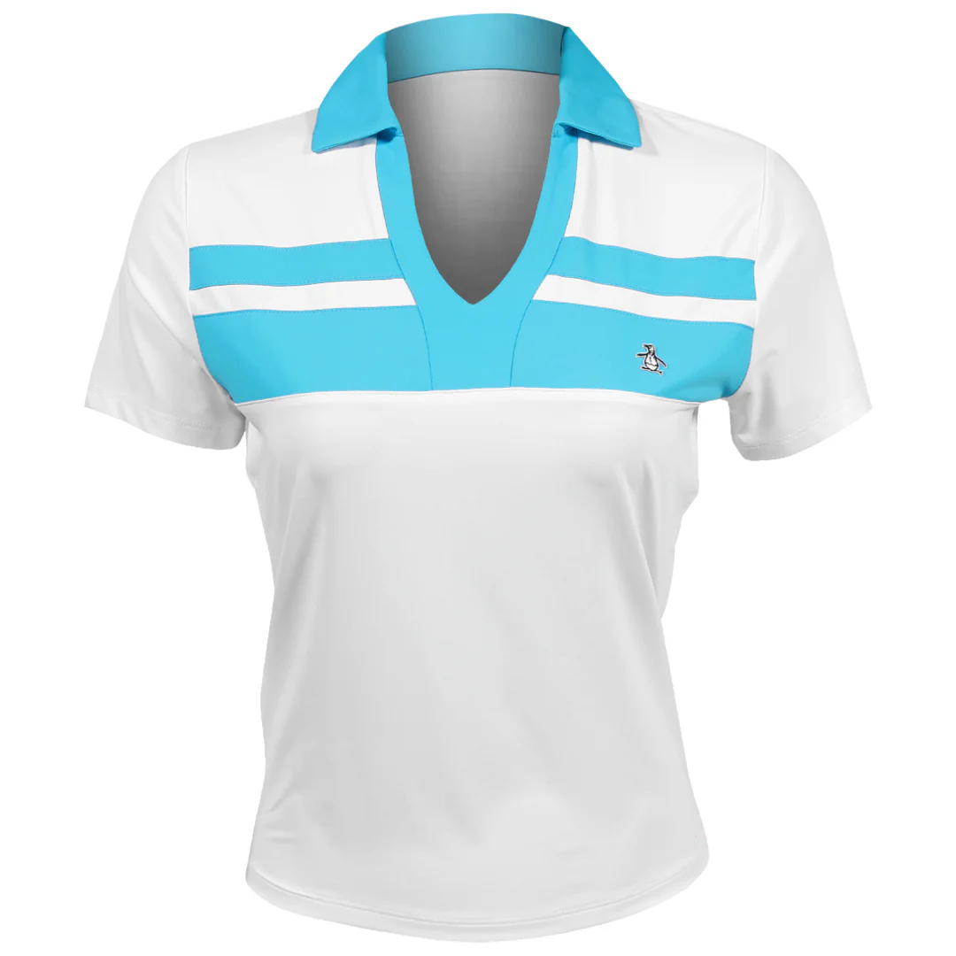 Penguin Women's Colour Block Polo - Bright White