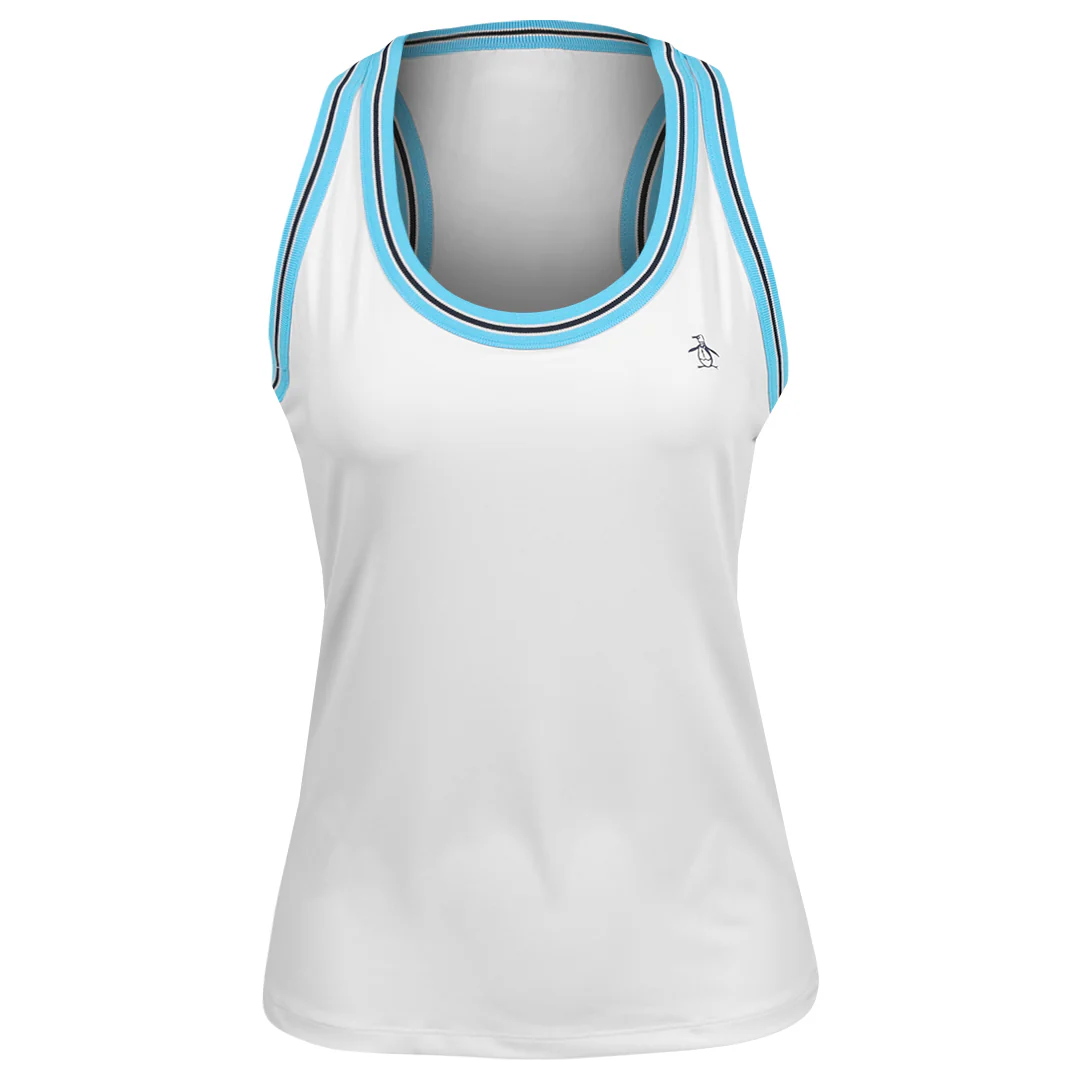 Penguin Women's Contrast Rib Racerback Tank - Bright White