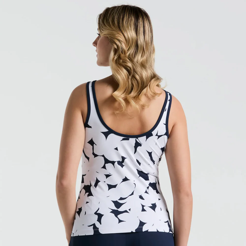 Penguin Women's Riviera Floral Tank - Bright White/Navy - Image 4