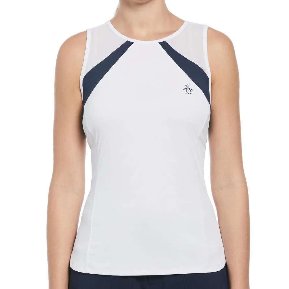 Penguin Women's Scoop Neck Color Block Tank - Bright White - Image 2