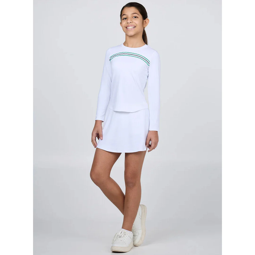 Sofibella Girls Green Spirit Long Sleeve Top - White - Image 3