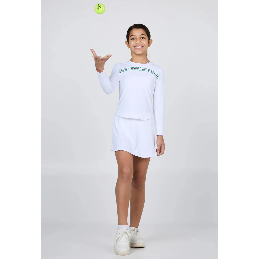 Sofibella Girls Green Spirit Long Sleeve Top - White - Image 4