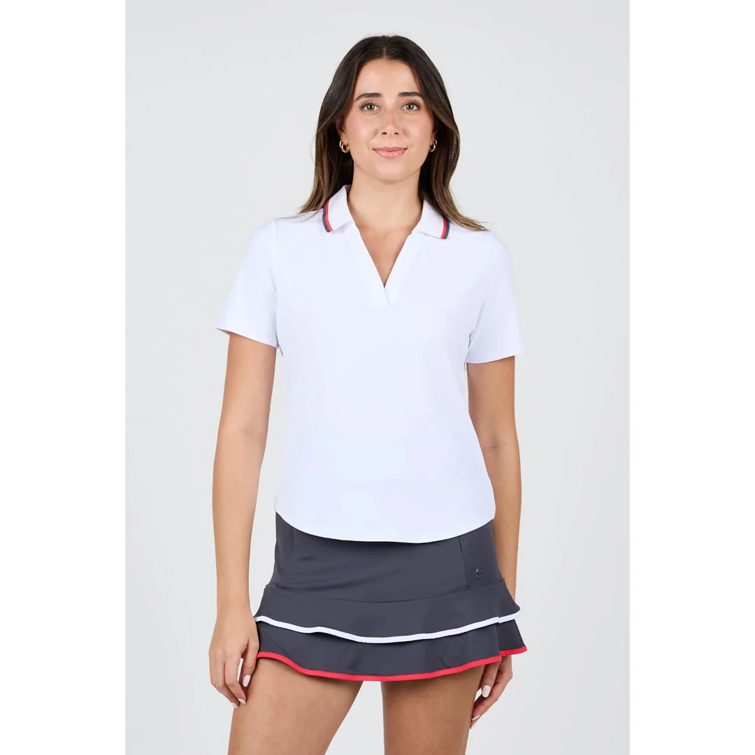 Sofibella Women's Berry Fusion Short Sleeve Polo - White - Image 2