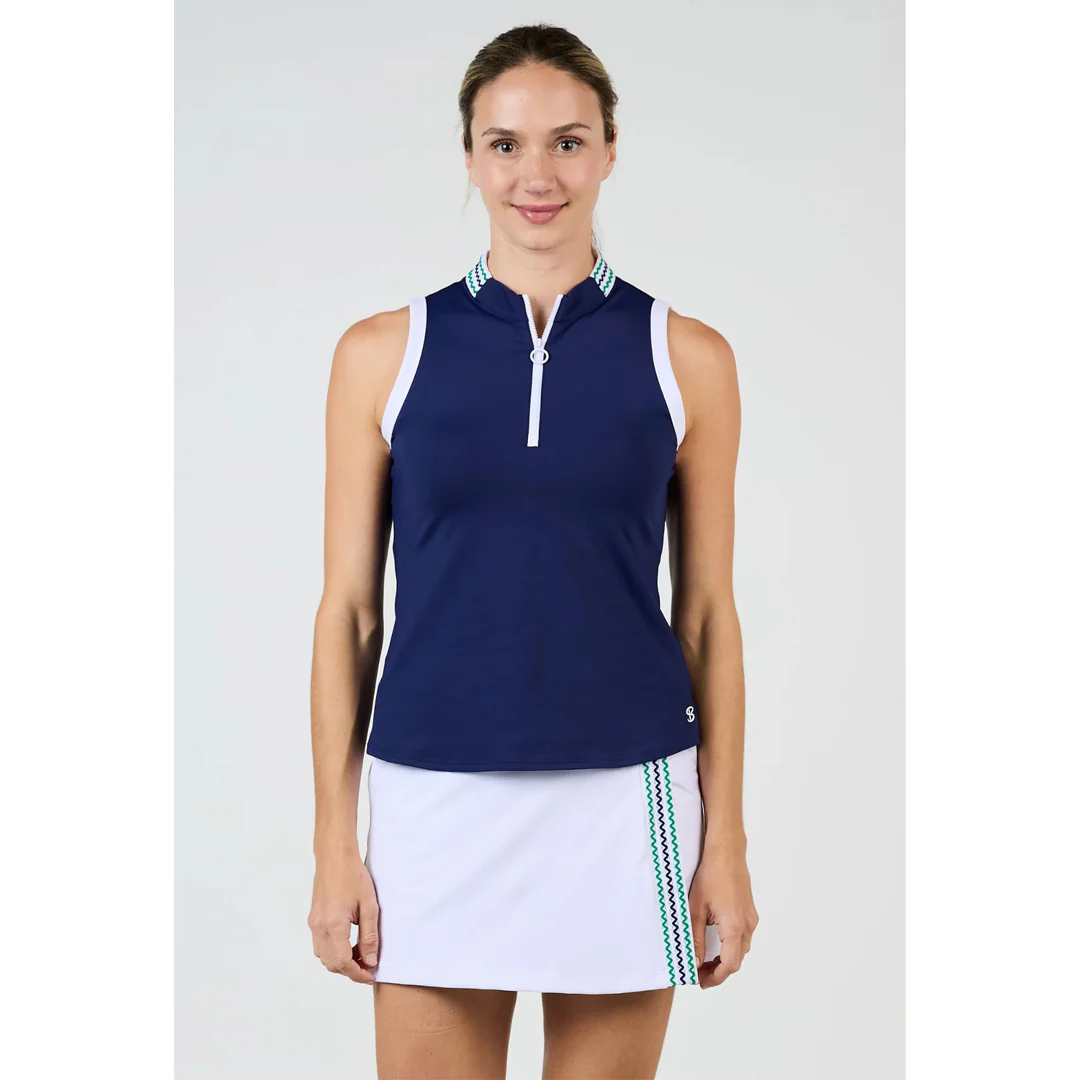 Sofibella Women's Green Spirit Tee Time Sleeveless Polo - Navy - Image 3