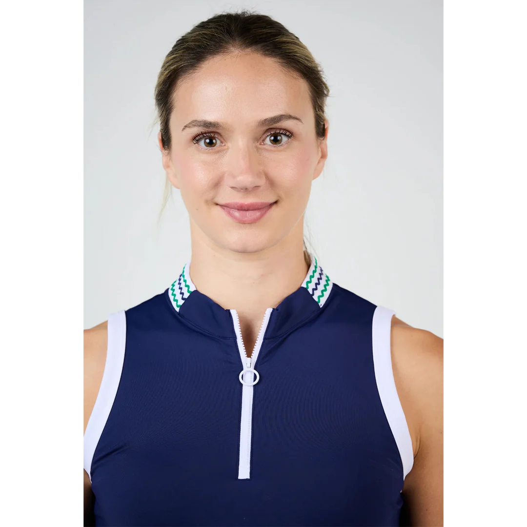 Sofibella Women's Green Spirit Tee Time Sleeveless Polo - Navy - Image 5