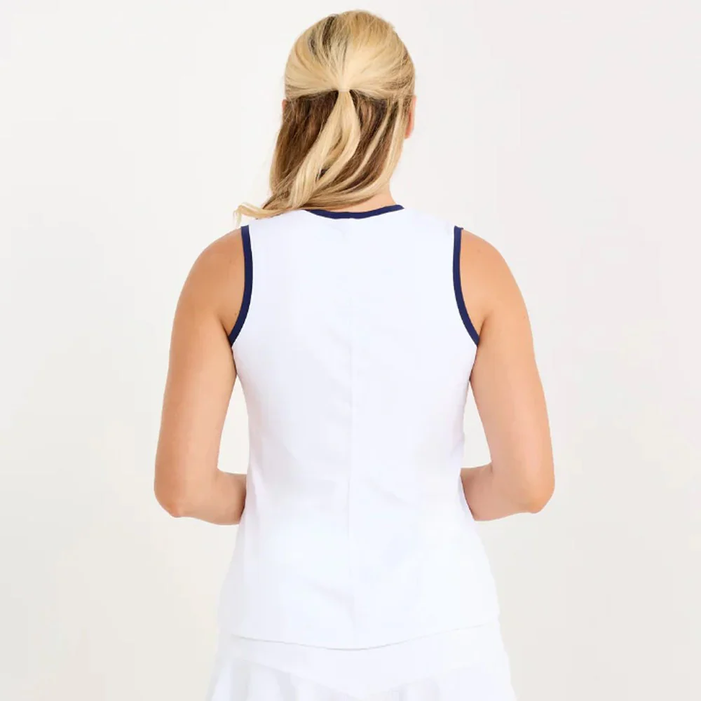 Sofibella Women's Indigo 25" High Low Tank - White/Navy - Image 4