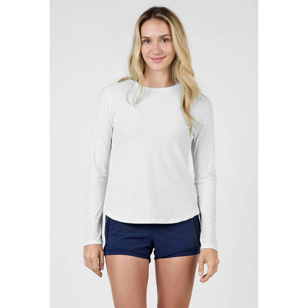 Sofibella Women's UV Colors Staples Mesh Long Sleeve - White - Image 3