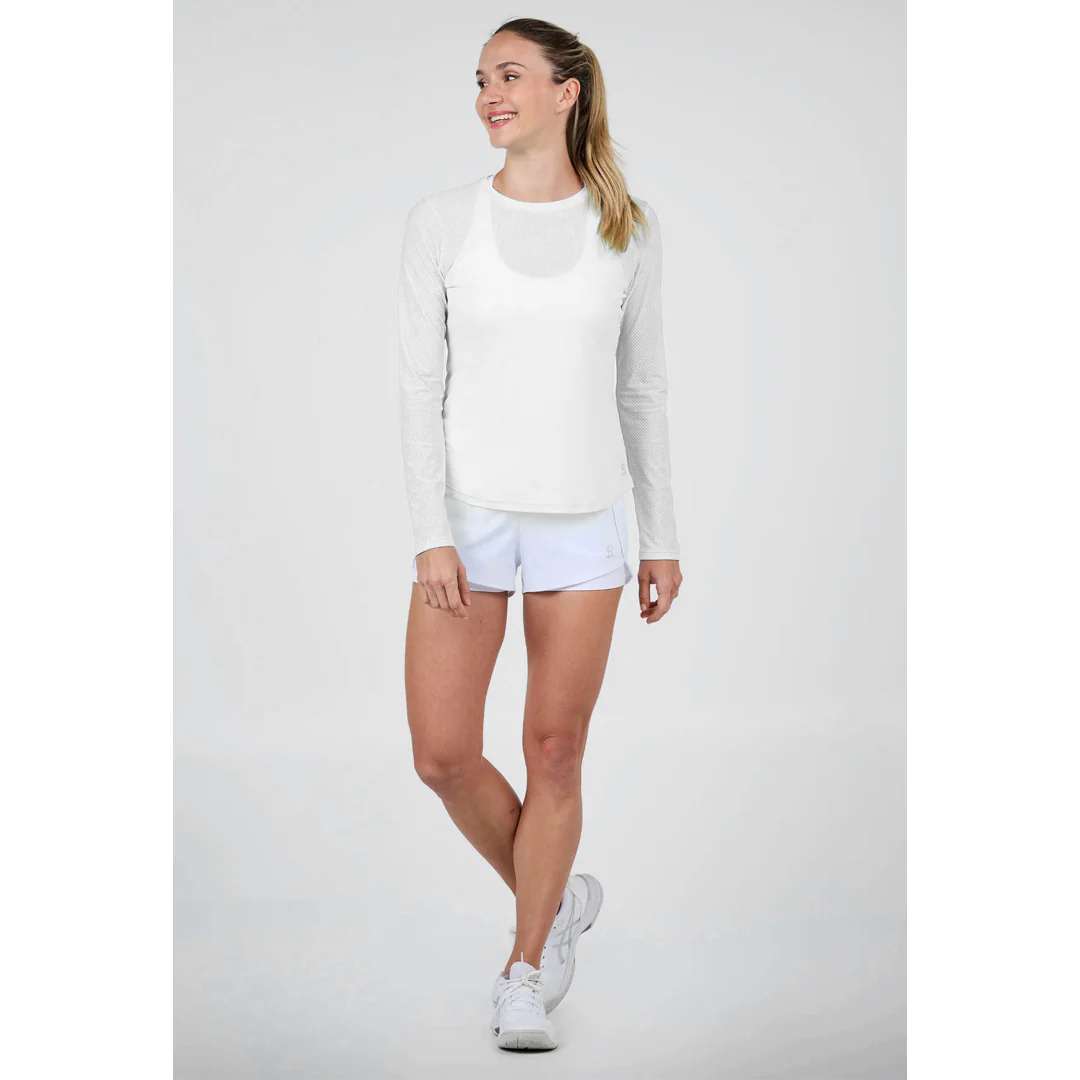 Sofibella Women's UV Colors Staples Mesh Long Sleeve - White - Image 4